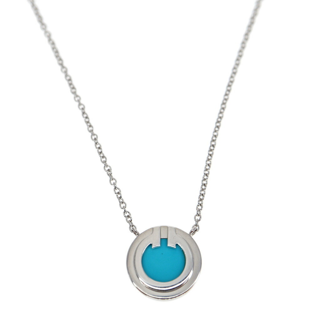 Tiffany T Two Circle Necklace White Gold Turquoise